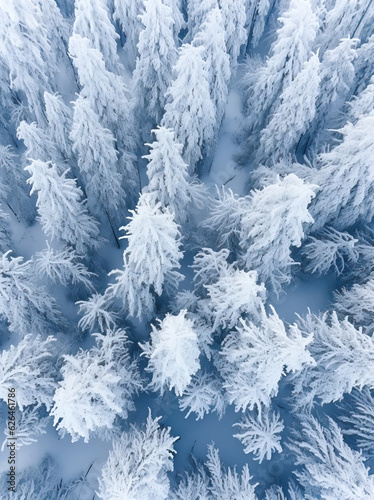 snow covered tree,snow covered trees,an aerial shot of many trees covered in snow in the style
