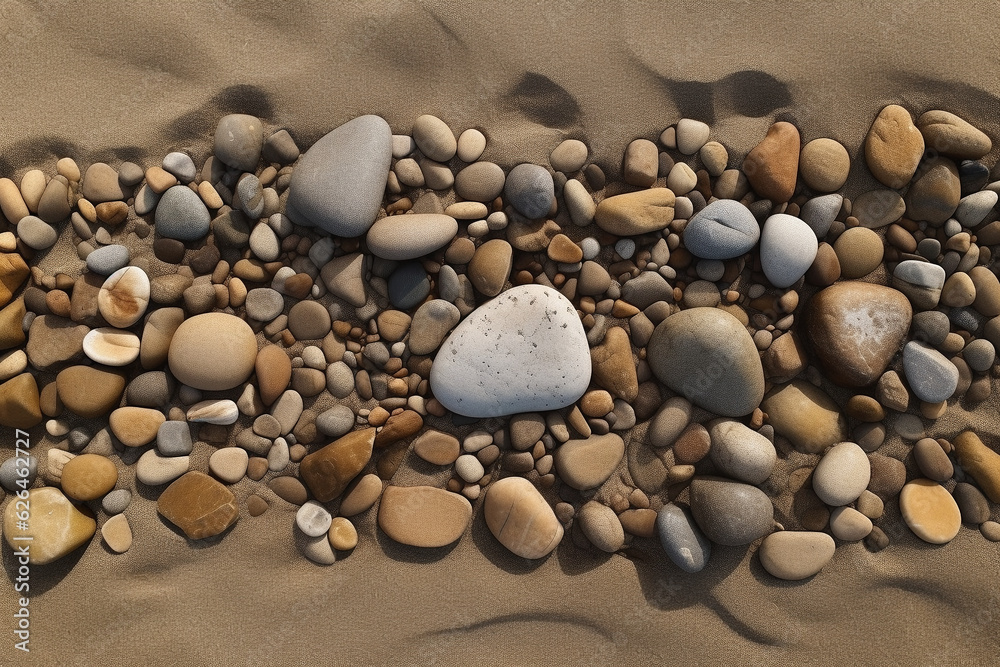 Stones on sand texture background - Generative AI