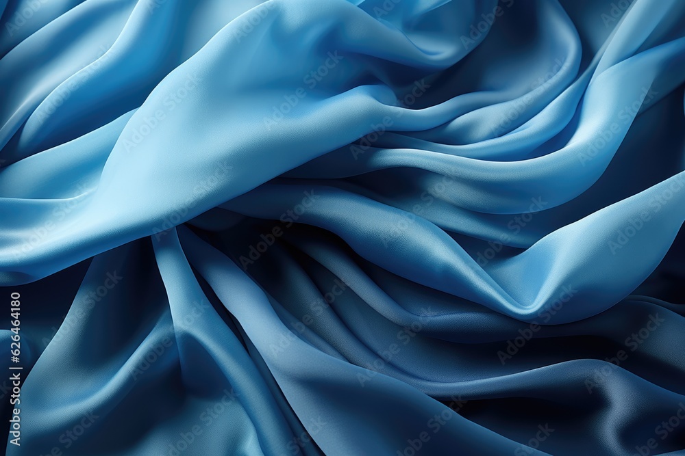 Obraz premium Abstract blue background with folded textile ruffle. Generative AI