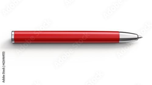 Red ballpoint pen on white paper. Generative AI