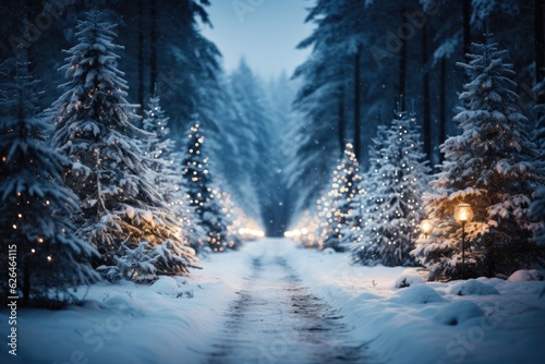 Fotografia Mystical atmosphere of winter forest. Generative AI