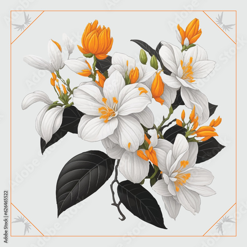 Vászonkép Jasmine flowers watercolor