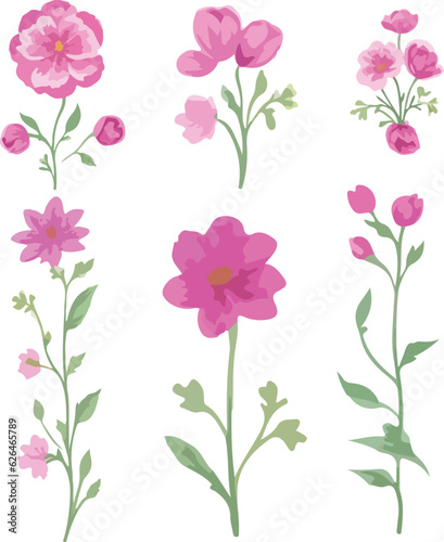 Floral vector elements design flower Ai generate.