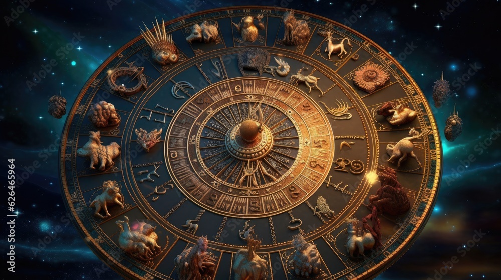 Fototapeta premium Magical zodiac signs in universe. Generative Ai