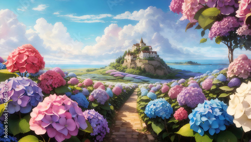 Hydrangea flower field