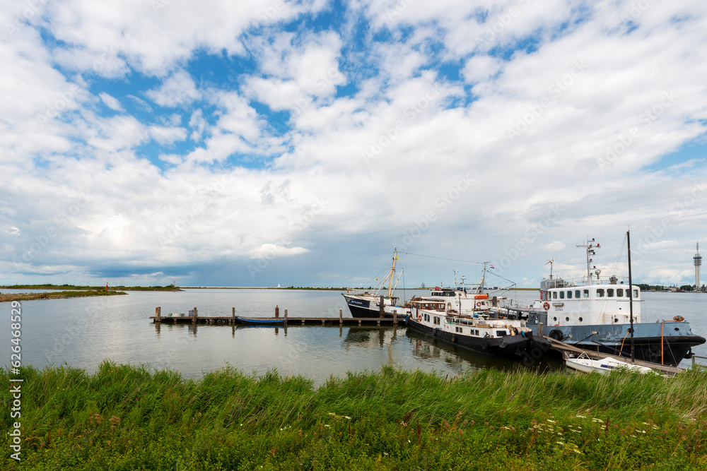 The Dutch port of Lelystad on the Markermeer The Dutch port of Lelystad on the Markermeer