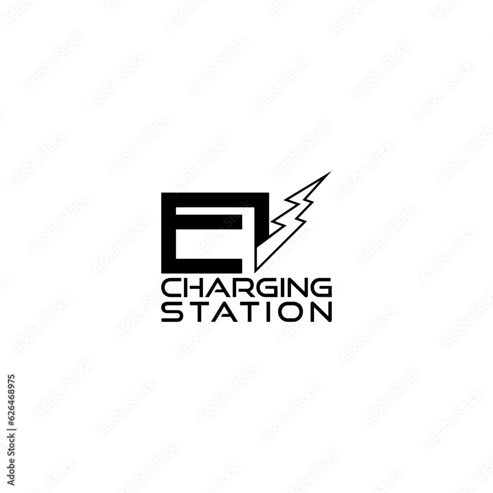 EV charging station banner. Electric vehicle charging station isolated on white background EV charging station banner. Electric vehicle charging station isolated on white background