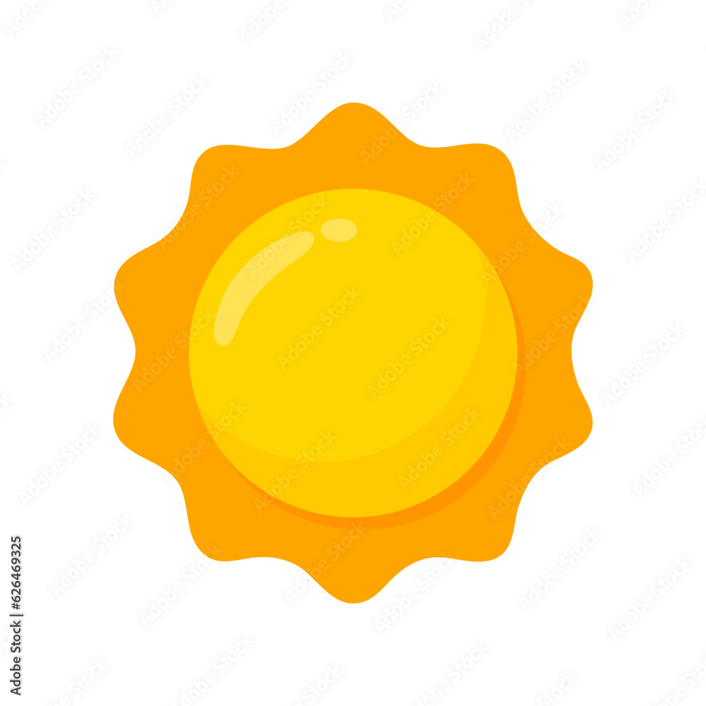 yellow sun icon Simple cartoon style design. The rays of the sun in summer yellow sun icon Simple cartoon style design. The rays of the sun in summer