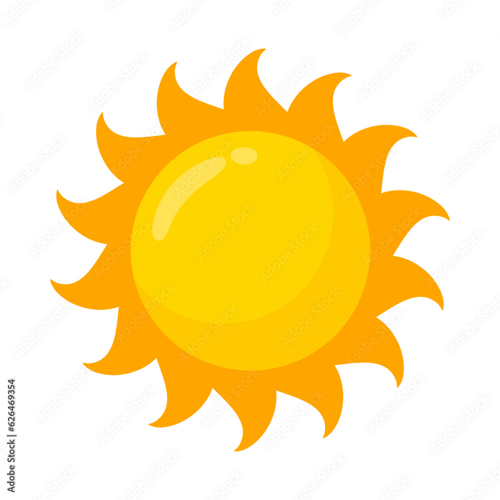 yellow sun icon Simple cartoon style design. The rays of the sun in summer yellow sun icon Simple cartoon style design. The rays of the sun in summer