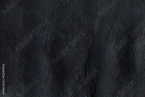 Black bright macro photo of texture of the genuine faux vegan leather. Fashion pattern and background. Leather with embossing.