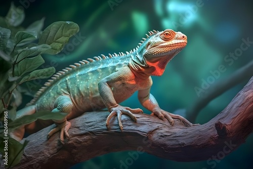 an iguana on a branch