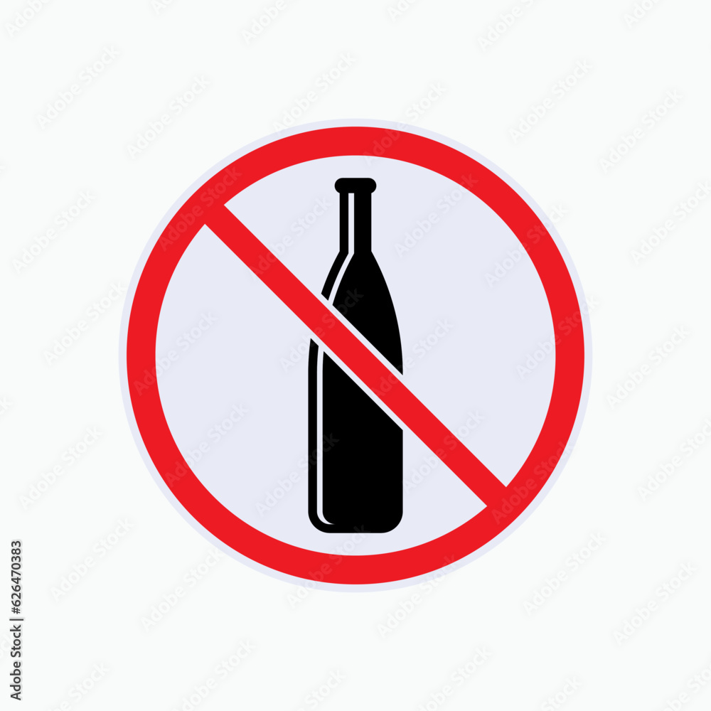 No Alcohol Beverage Icon. Symbol of Prohibition Alcoholism Drink - Vector. No Alcohol Beverage Icon. Symbol of Prohibition Alcoholism Drink - Vector.