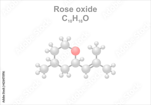 Simplified scheme of the rose oxide molecule. Component of rose oil.