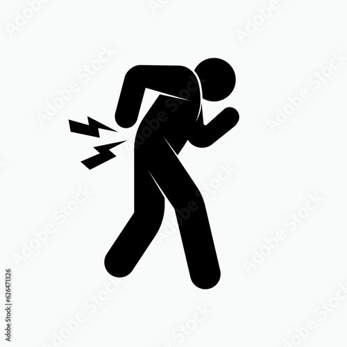 Pain Backbone Icon. Sick, Chiropractic Illness Symbol  - Vector Logo Template.      