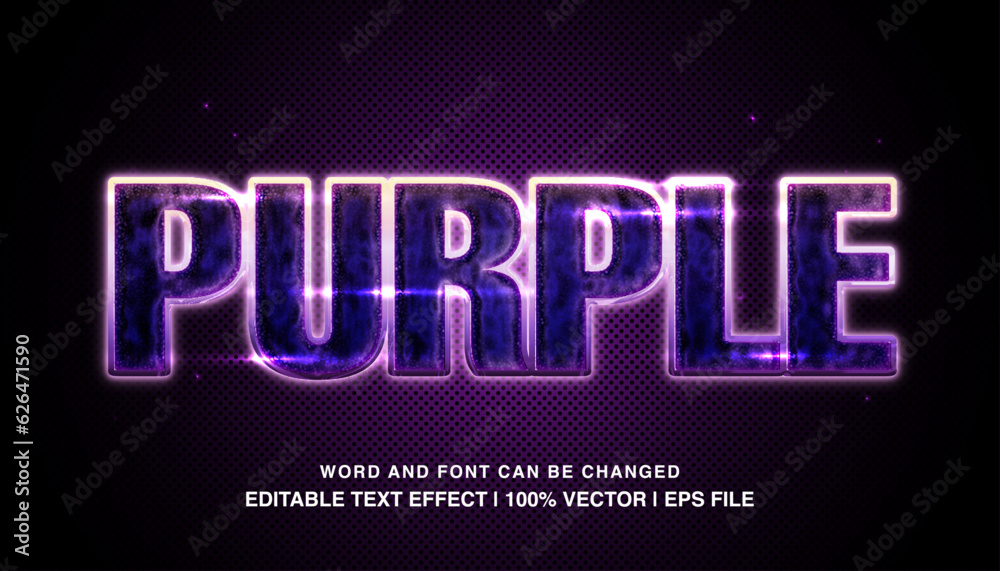 Purple ​editable text effect template, purple neon light effect bold futuristic style typeface, premium vector