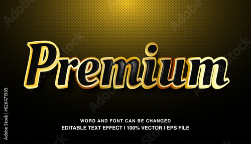 Premium editable text effect template  golden black glossy luxury style typeface  premium vector