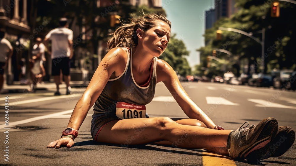 Generative AI : Unhappy woman sweating suffering a heat stroke and fanning with the hand in the street on summer Generative AI : Unhappy woman sweating suffering a heat stroke and fanning with the hand in the street on summer