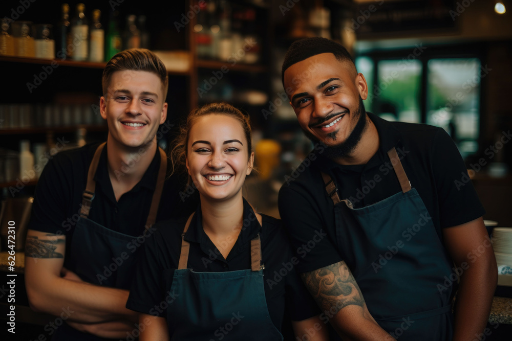 The barista smile in the coffee shop The barista smile in the coffee shop