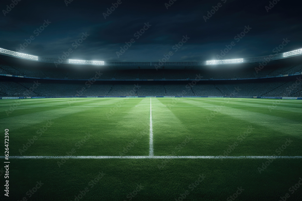 football field and spotlights