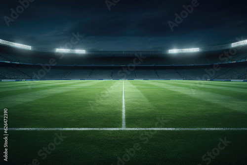 football field and spotlights