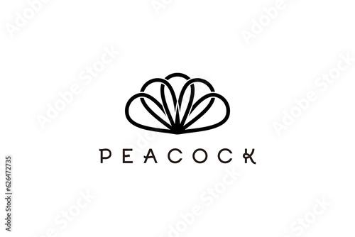 Peacock feather logo design line style beauty fashion icon symbol 