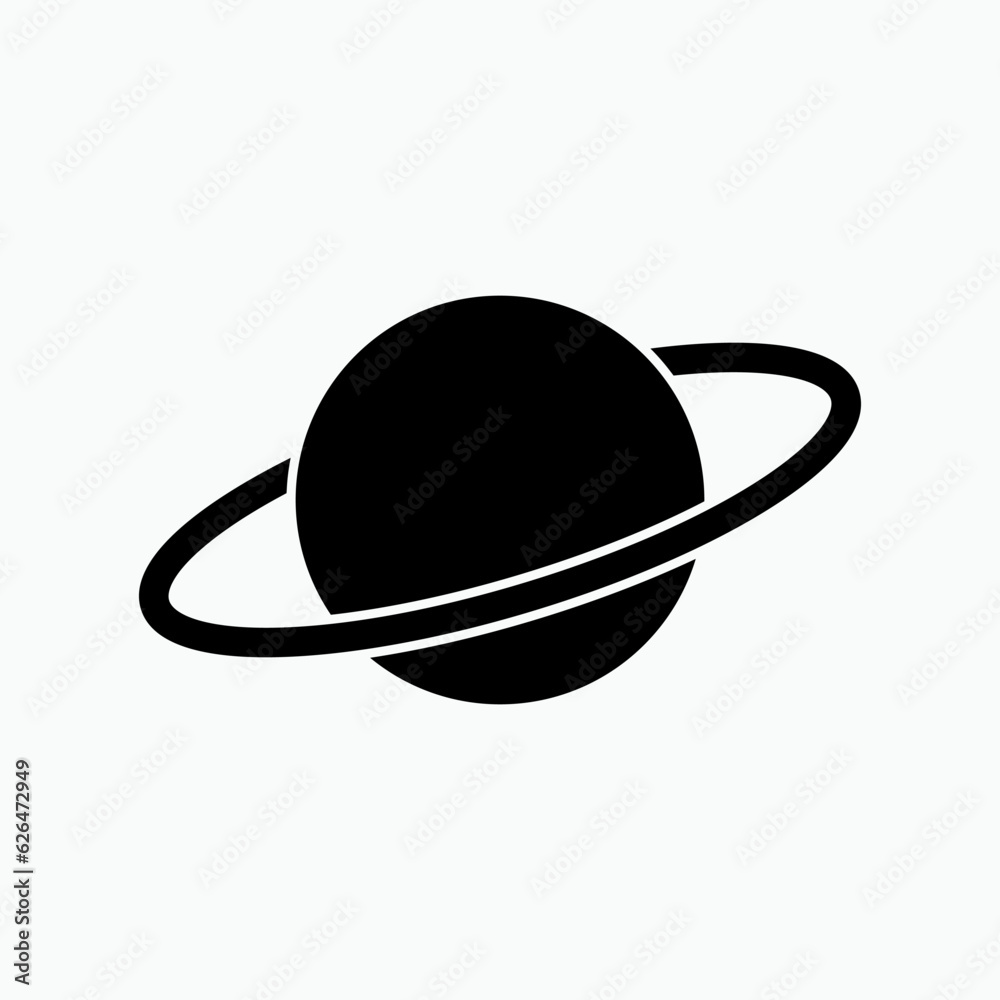 Planet Icon. Orbit within Glyph Style. Saturn Symbol. Planet Icon. Orbit within Glyph Style. Saturn Symbol.