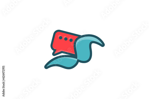 Social media chat bird logo design modern app website icon symbol