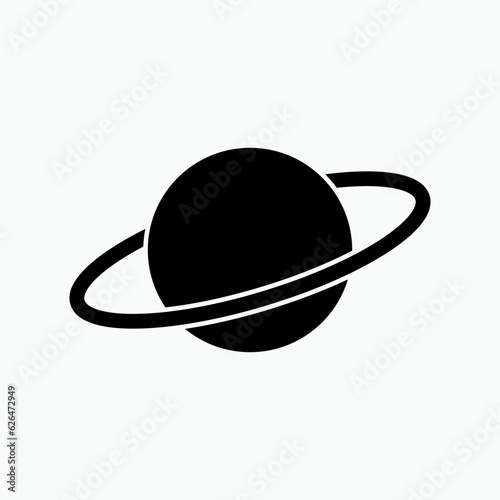 Planet Icon. Orbit within Glyph Style. Saturn Symbol. 