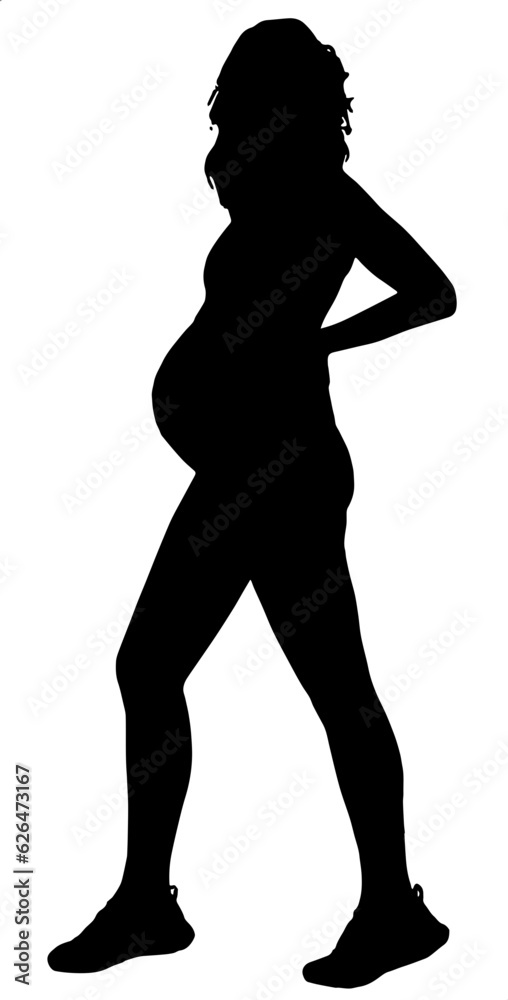 silhouette of a pregnant girl illustration vector