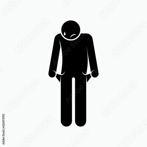 Poor Man Icon. Moneyless Person Symbol  - Vector.