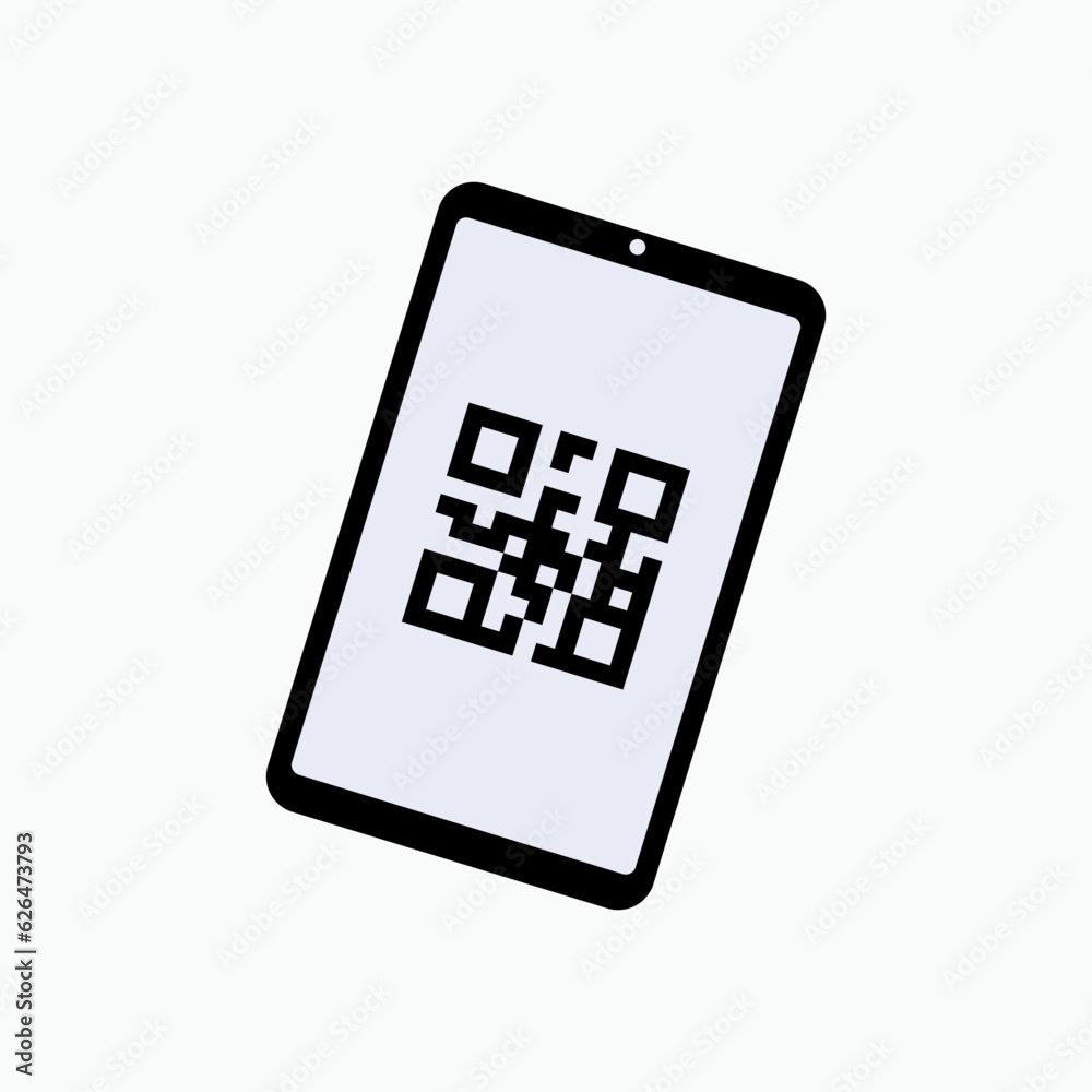 QR Code Icon. Coding on Smartphone , Quick Response Matrix Symbol - Vector. QR Code Icon. Coding on Smartphone , Quick Response Matrix Symbol - Vector.