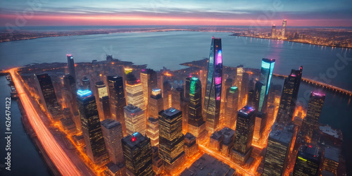 Aerial photography of modern cities at night