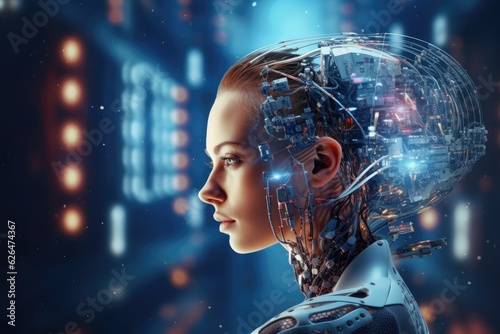 A female cyborg depicting AI and the evolution of it.