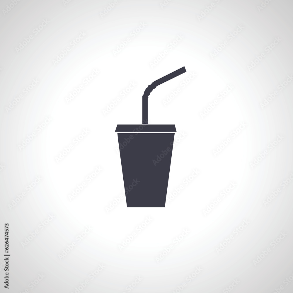 Disposable soda cup icon with a bent straw, takeaway drink paper cup icon Disposable soda cup icon with a bent straw, takeaway drink paper cup icon