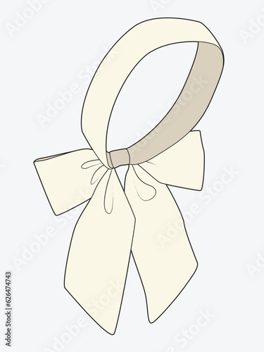 Bow head wrap flat drawing vector mockup template