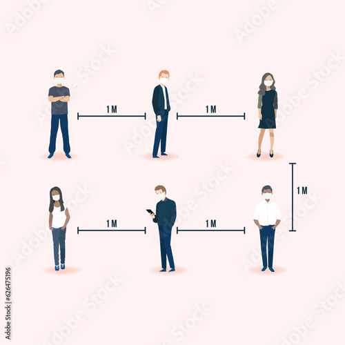 Physical Distancing and Social Distancing of Groups of People during Pandemic Coronavirus Covid-19 to prevent infection spreading