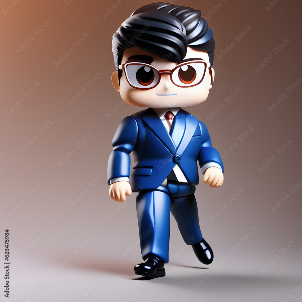 3d cute businessman chibi figure Created by using generative AI 3d cute businessman chibi figure Created by using generative AI