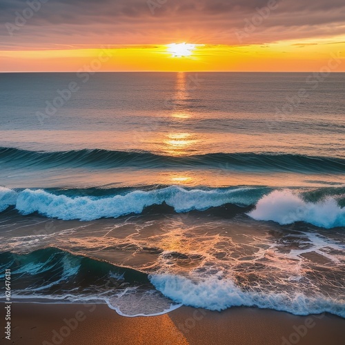 ocean sunset and tidal waves