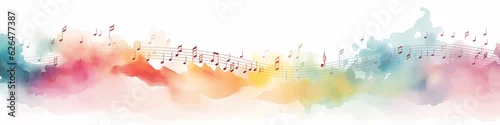 Panel kuchenny z motywem abstract musical long narrow background with notes watercolor.