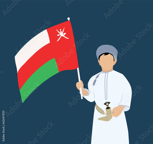 Omani boy holding flag of Oman