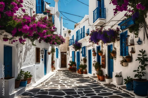 Fototapeta Naklejka Na Ścianę i Meble -  street in village island generated by AI tool