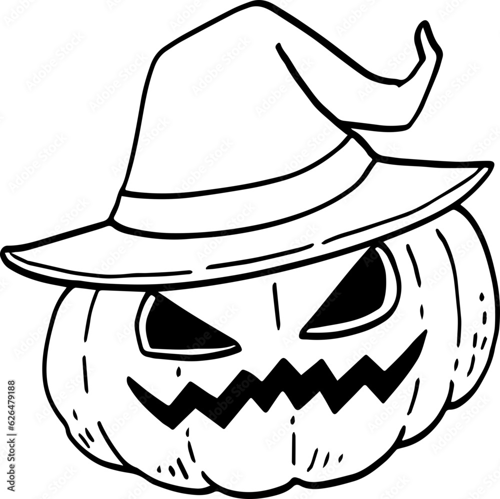 hand drawn Halloween pumpkin illustration isolated on white background. hand drawn Halloween pumpkin illustration isolated on white background.