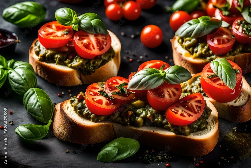 bruschetta with tomatoes generated by AI tool bruschetta with tomatoes generated by AI tool