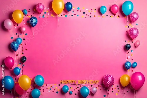 banner with balloons to celebrate birthday generated by AI tool