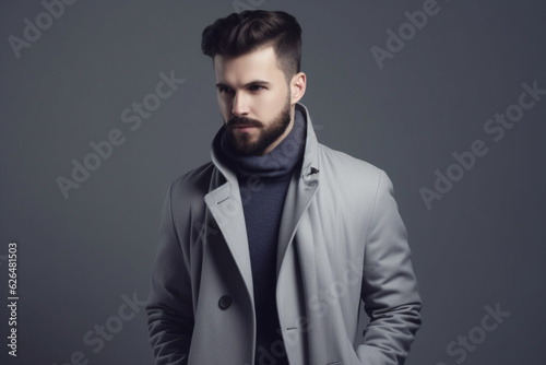 Stylish man on grey background