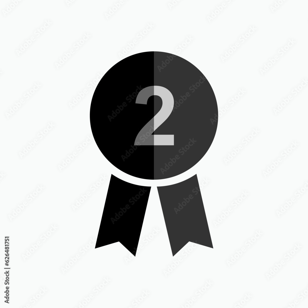 Second Rewards Icon. Medal, Number Two Symbol - Vector. Second Rewards Icon. Medal, Number Two Symbol - Vector.