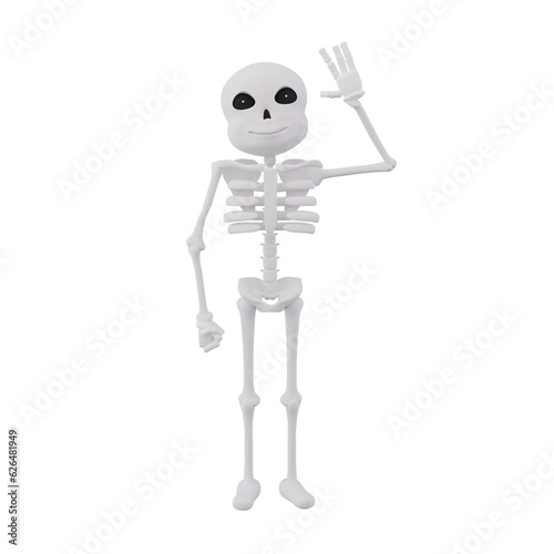 3d rendered illustration of a skeleton - Funny Skeletons Say Hello - 3D Illustration