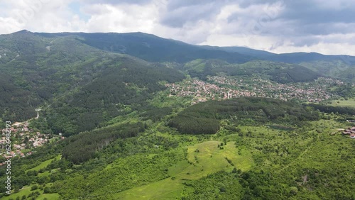 Amazing Aerial view of Vitosha Mountain near Village of Rudartsi, Pernik region, Bulgaria photo