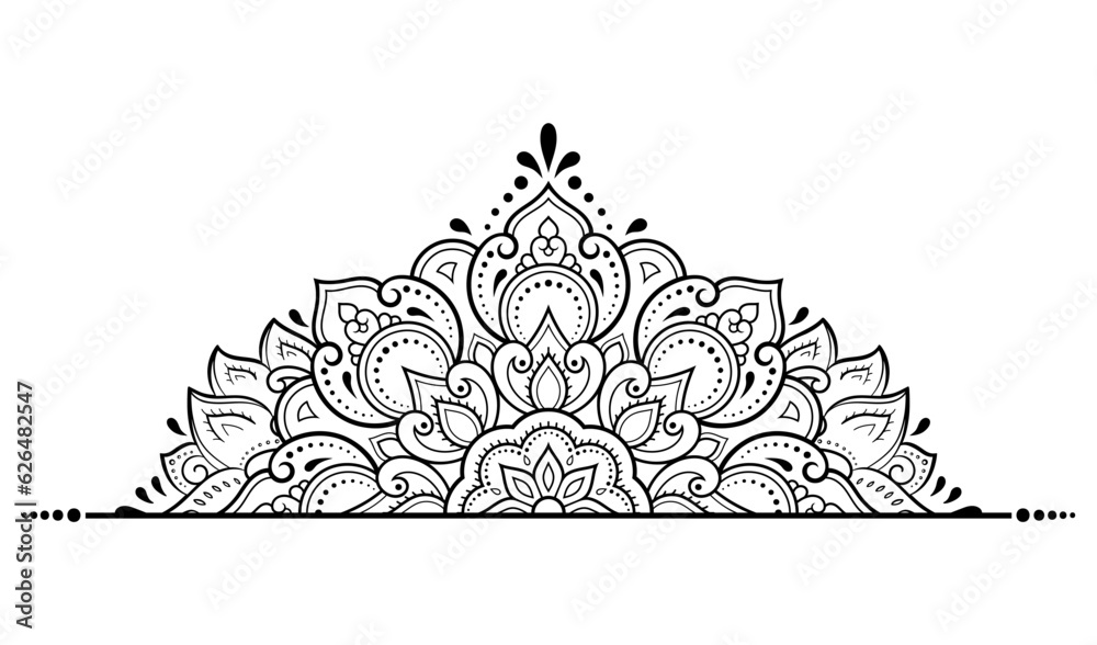Circular pattern in form of mandala with flower for Henna, Mehndi, tattoo, decoration. Decorative ornament in ethnic oriental style. Outline doodle hand draw vector illustration.