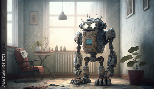 An Anthropomorphic Robot Indoors